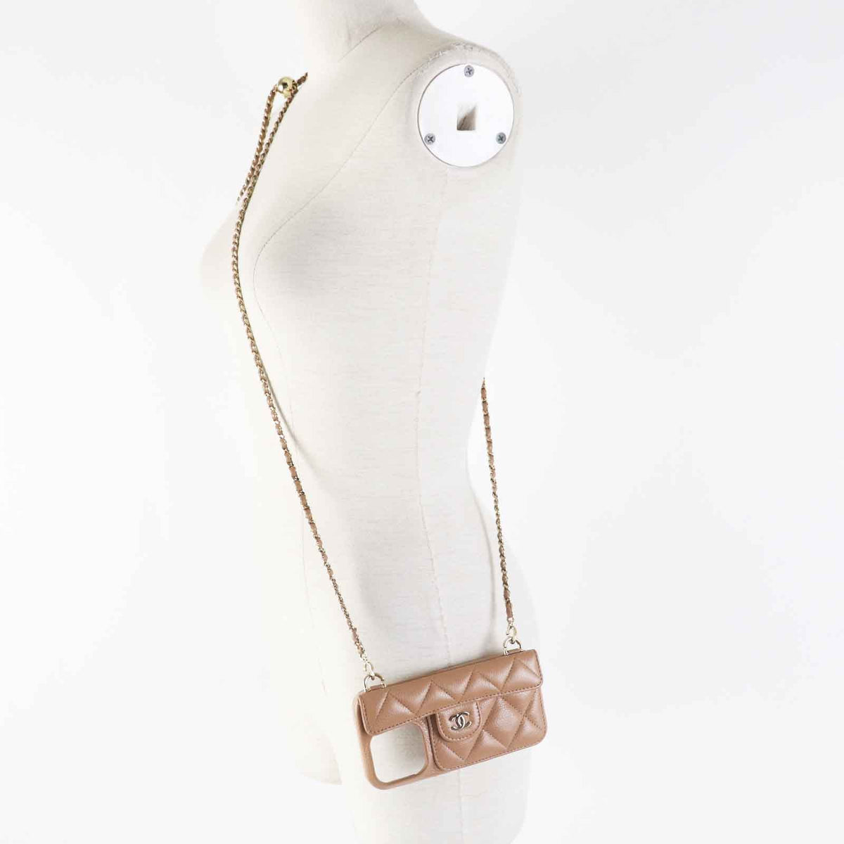 Chanel iPhone 14 Pro Caviar Skin Case with Chain