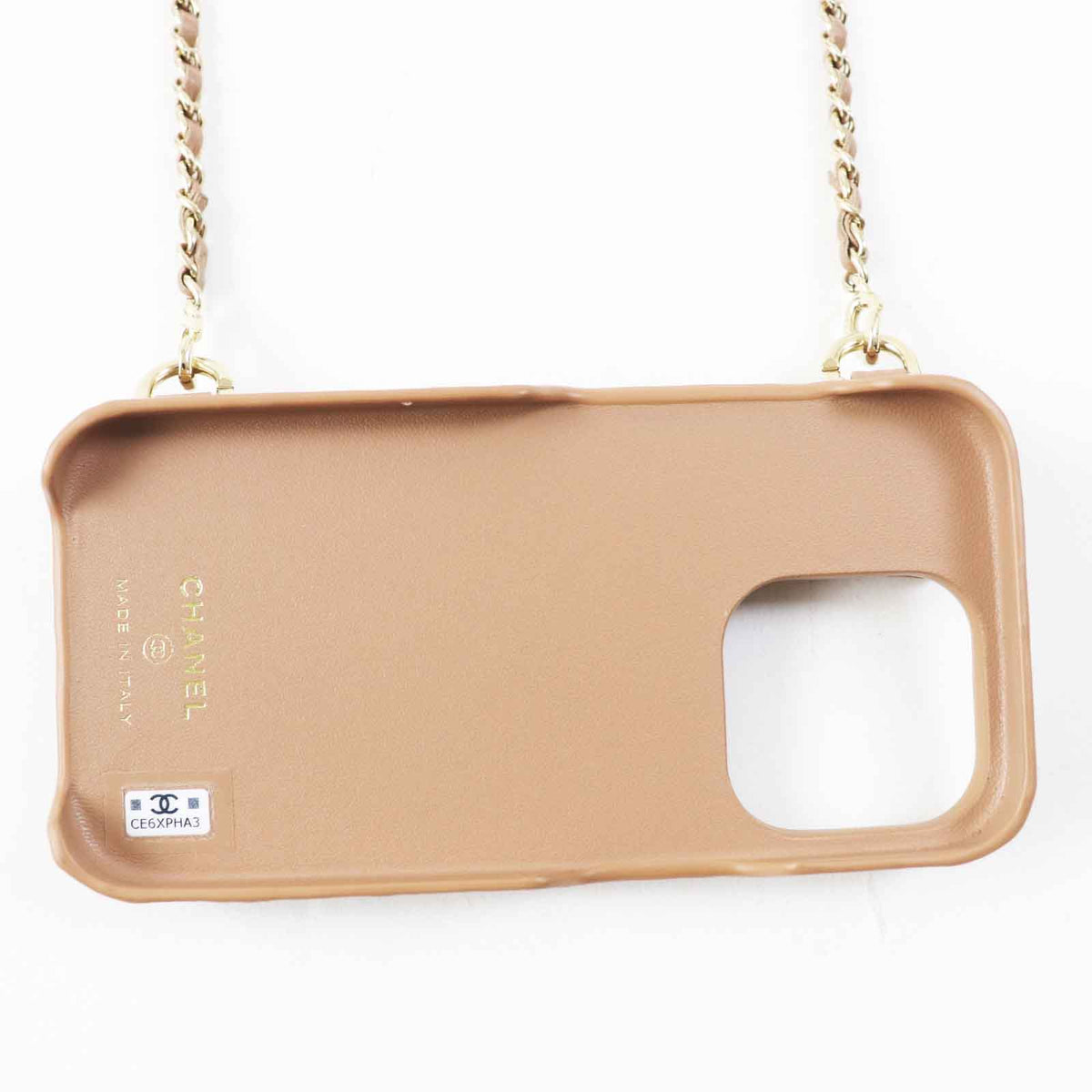 Chanel iPhone 14 Pro Caviar Skin Case with Chain