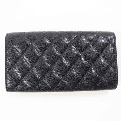 CHANEL Long Wallet Purse AP0241 Caviar skin black Matrasse Classic long flap wallet