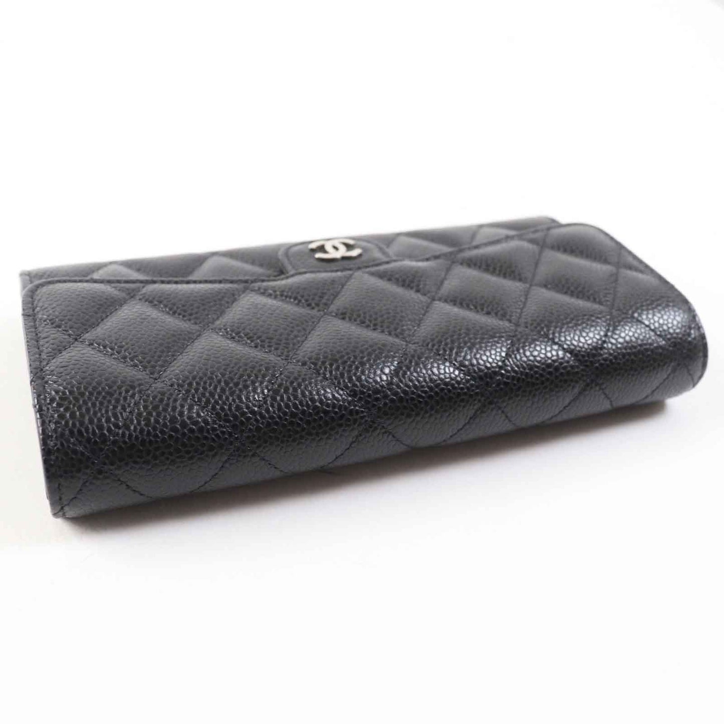 CHANEL Long Wallet Purse AP0241 Caviar skin black Matrasse Classic long flap wallet