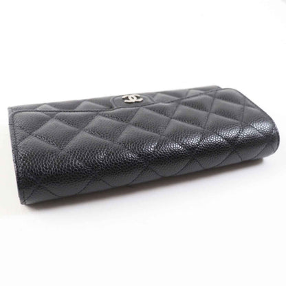 CHANEL Long Wallet Purse AP0241 Caviar skin black Matrasse Classic long flap wallet