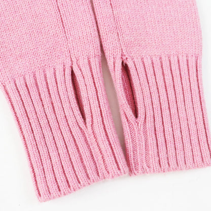 Chanel Cashmere Knit Arm Warmers Gloves Pink M