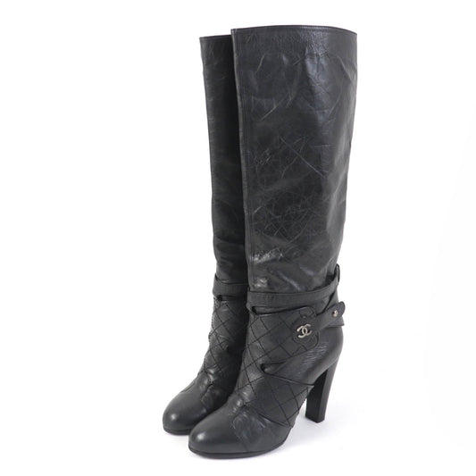 Chanel G25325 COCO Mark Leather Knee-high Boots