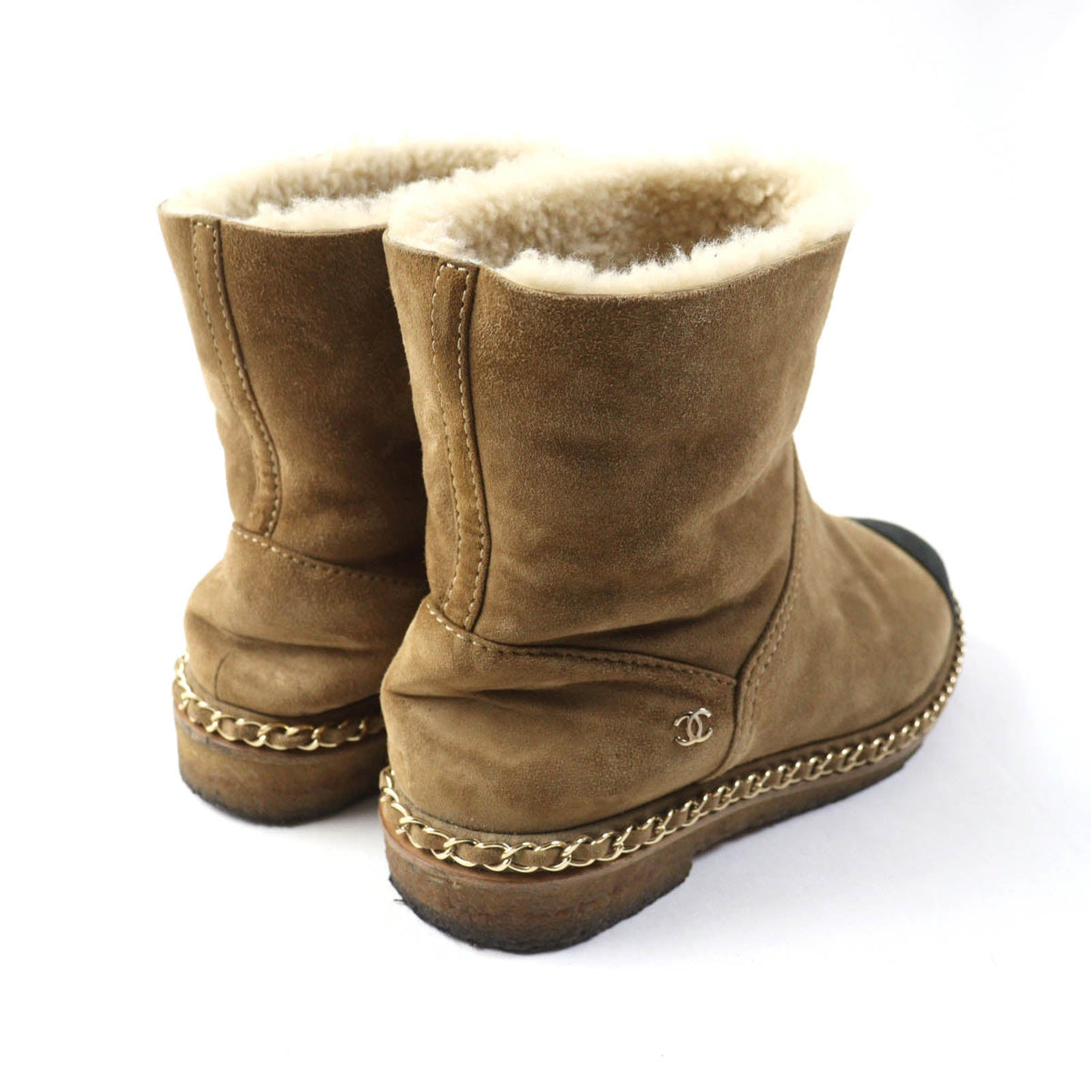 Chanel Sheepskin Boots COCO MarkMetal Chain 36