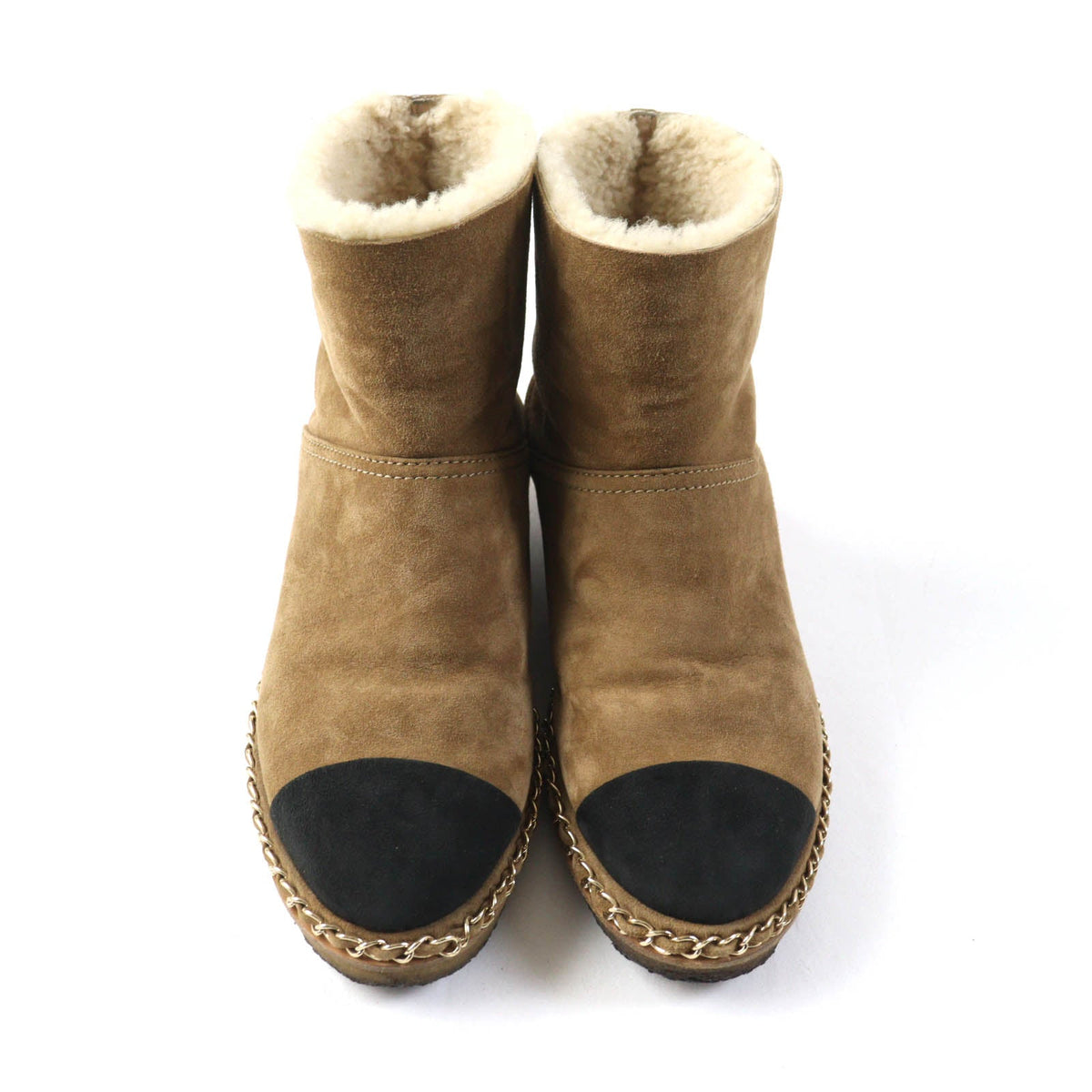 Chanel Sheepskin Boots COCO MarkMetal Chain 36