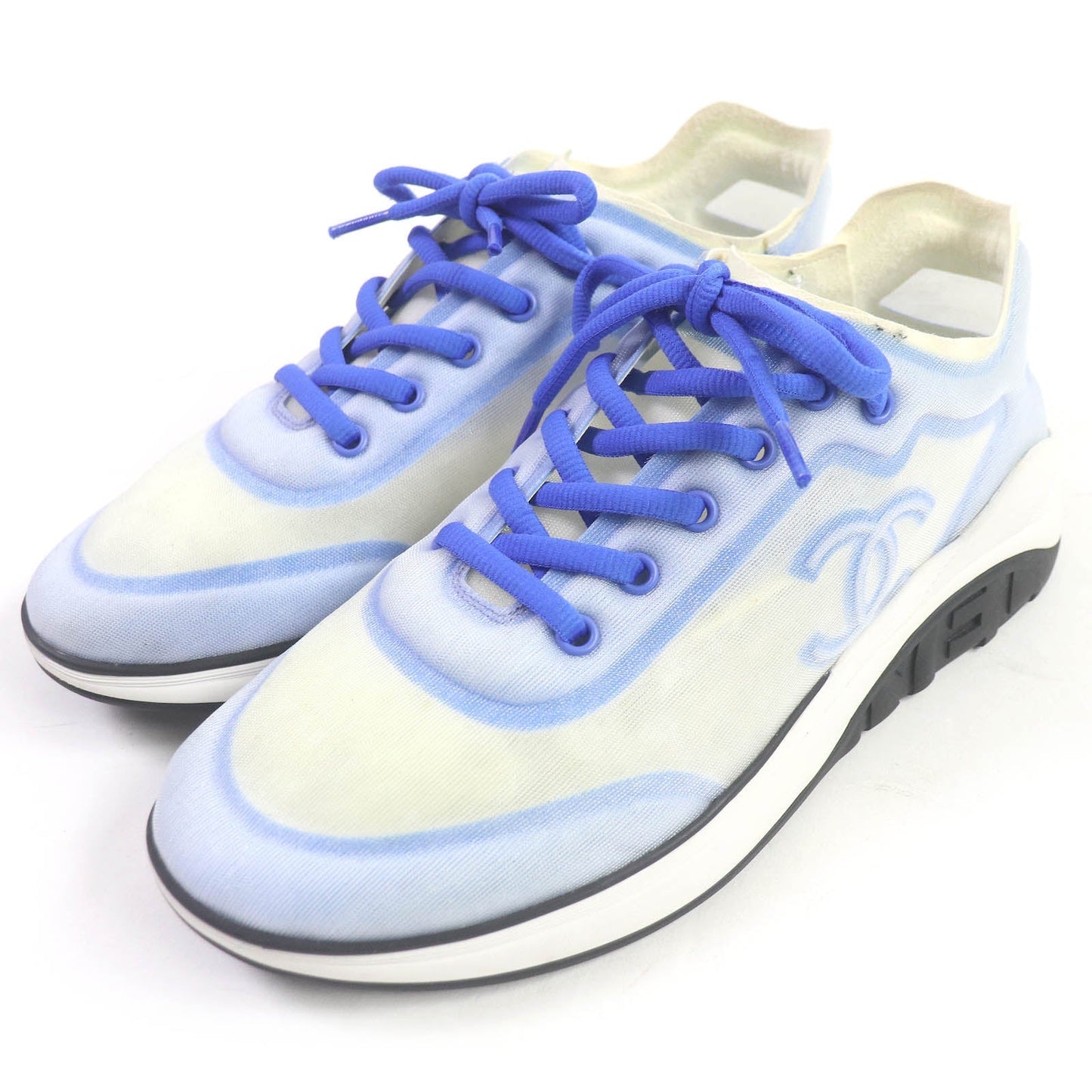 CHANEL Low cut sneakers G34763 mesh White blue 41