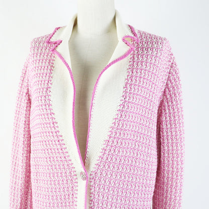 CHANEL cardigan P72239 cotton Pink white 36
