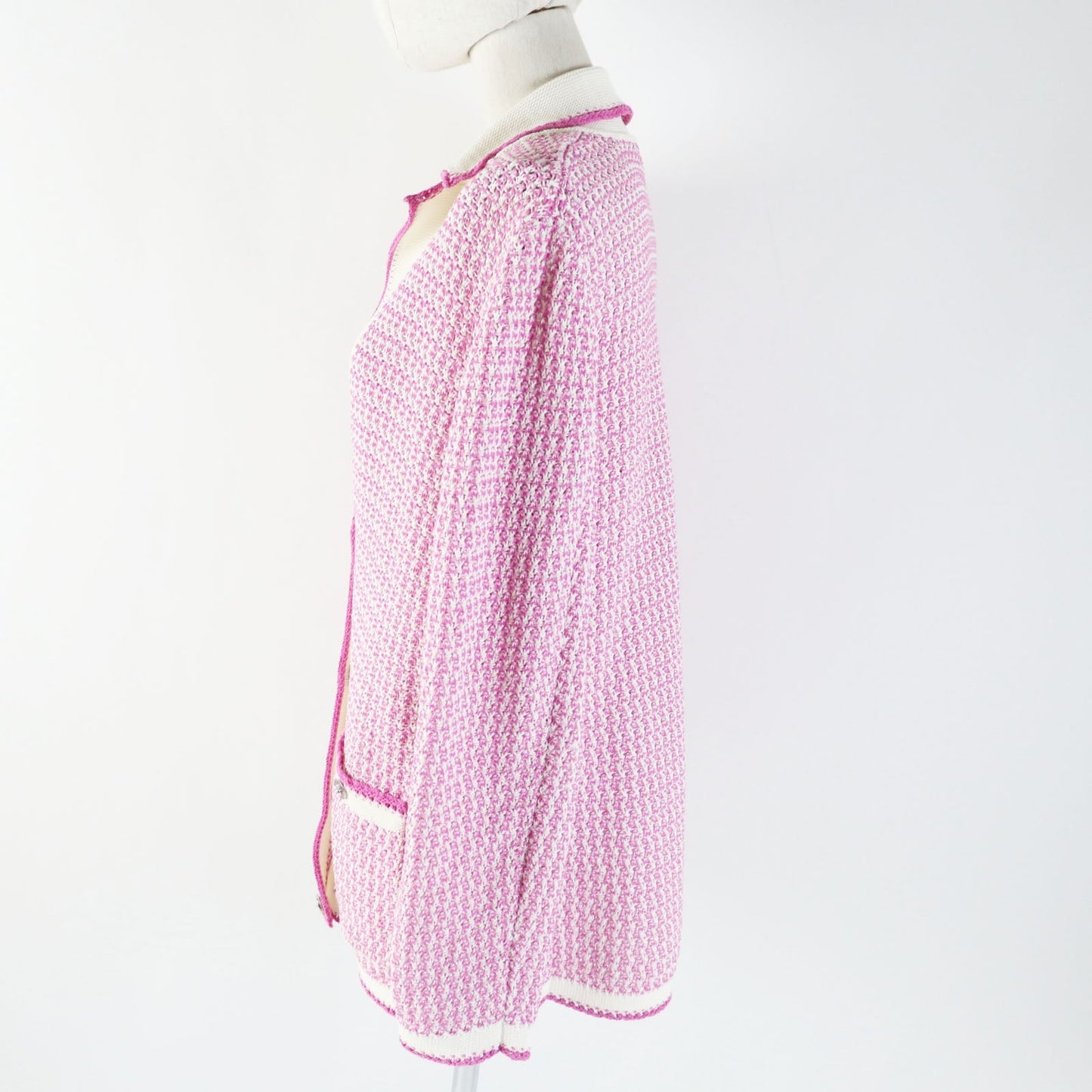 CHANEL cardigan P72239 cotton Pink white 36
