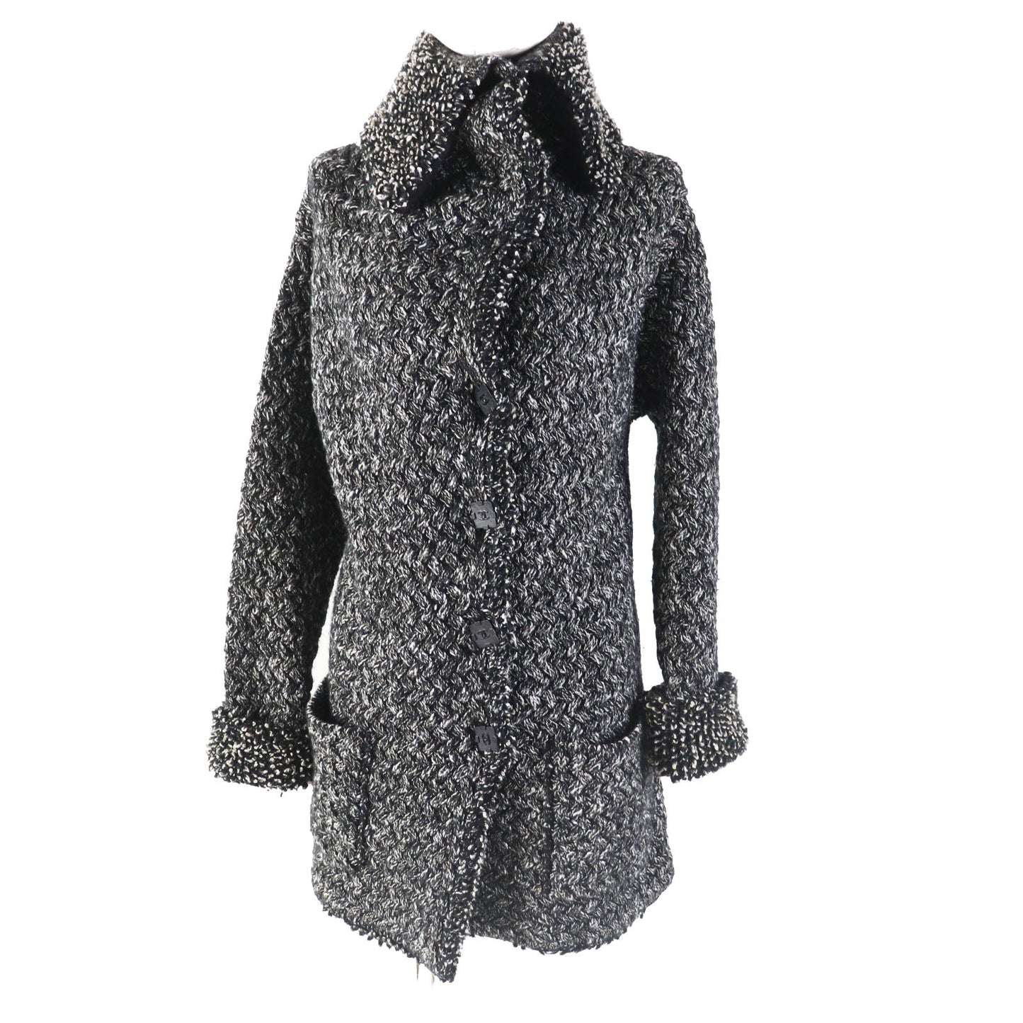 CHANEL coat P42543 cashmere black white beige 34