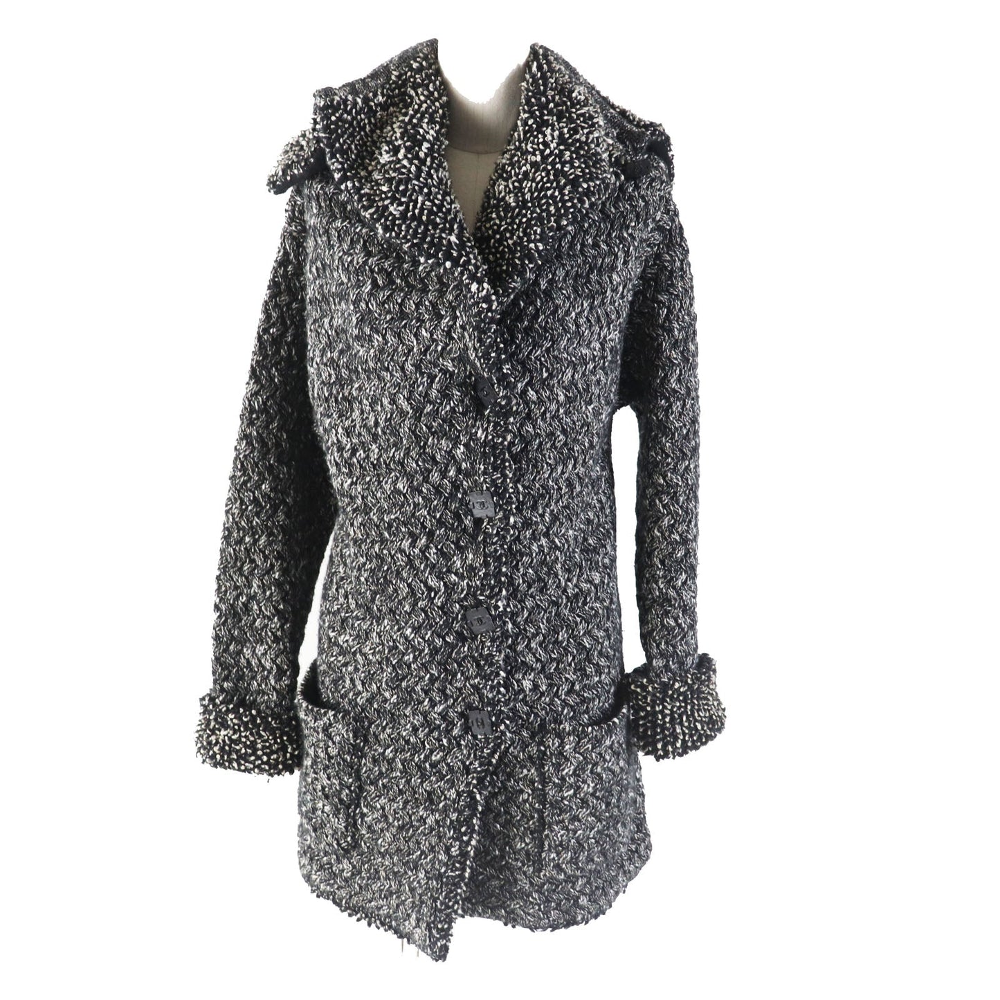 CHANEL coat P42543 cashmere black white beige 34