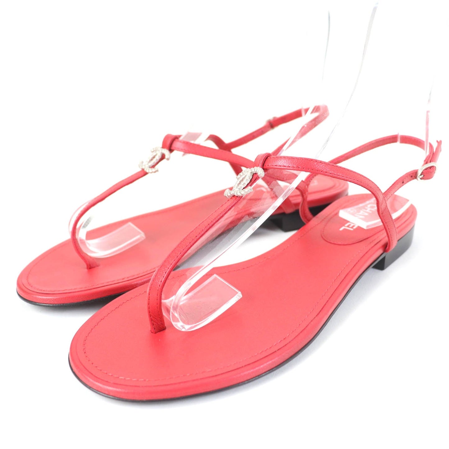 CHANEL Sandals leather Red 37
