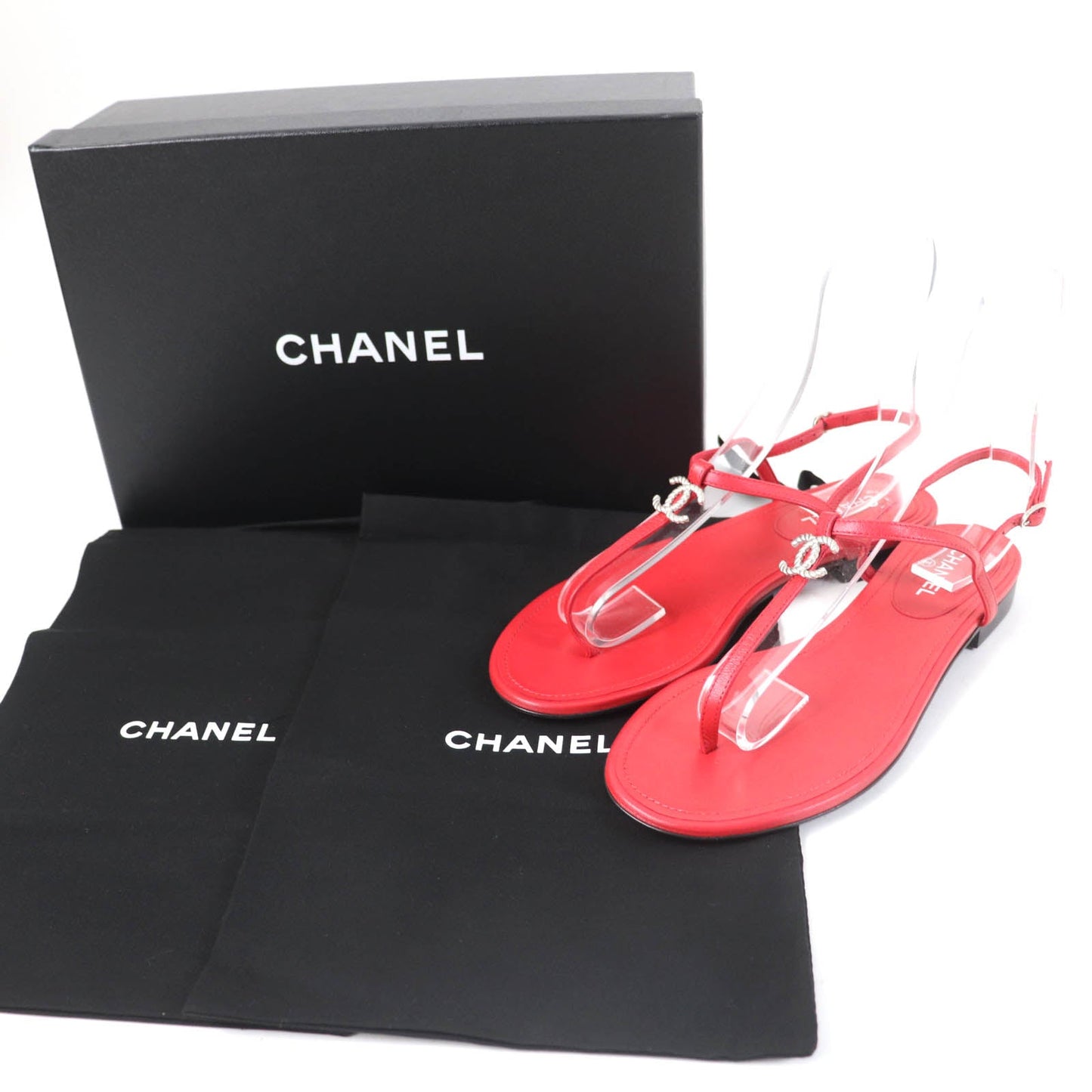 CHANEL Sandals leather Red 37