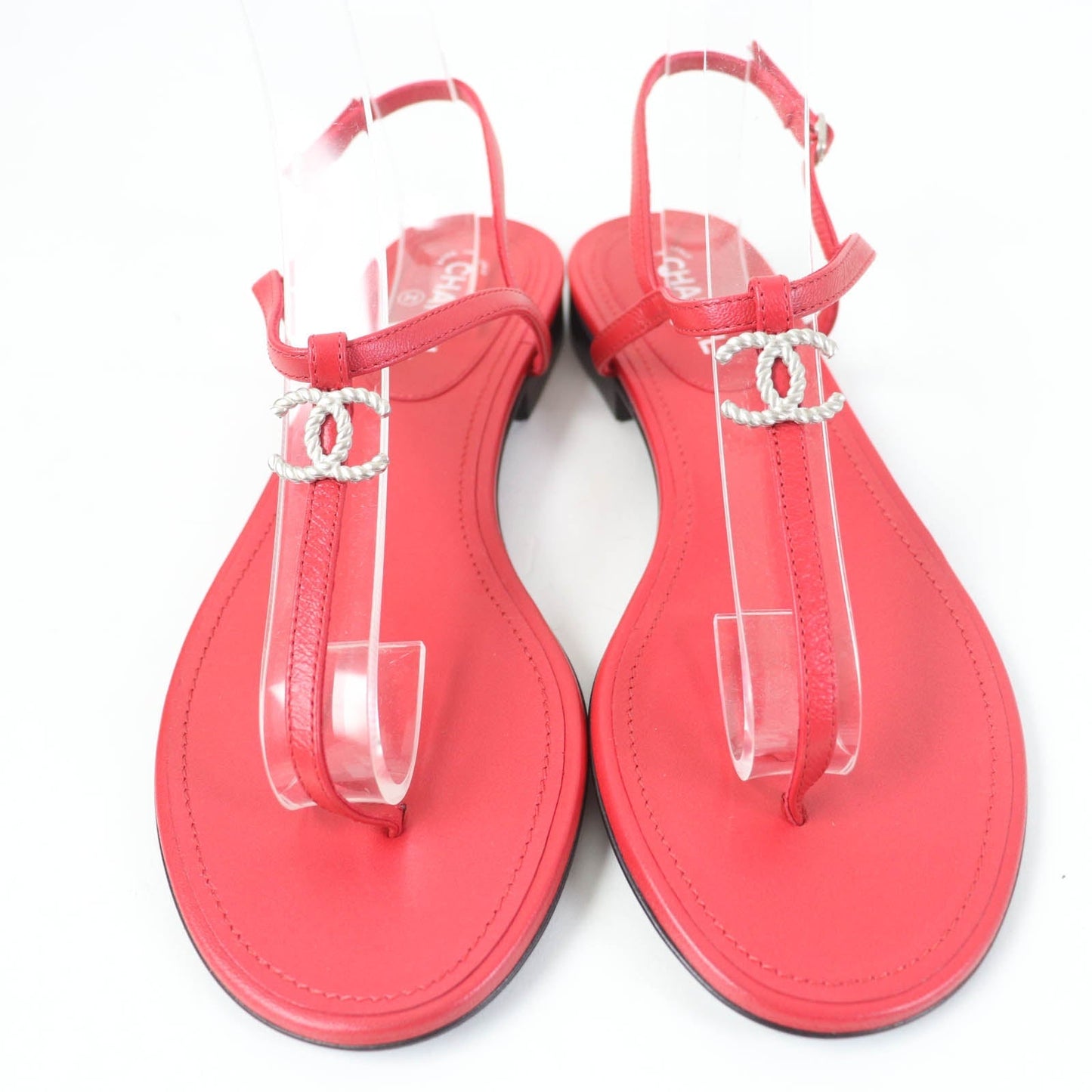 CHANEL Sandals leather Red 37