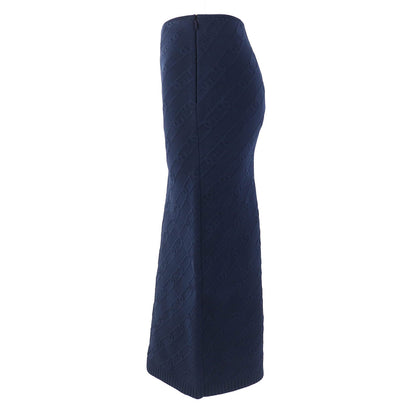 FENDI Long skirt FZQ677 Rayon Navy 40