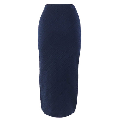 FENDI Long skirt FZQ677 Rayon Navy 40