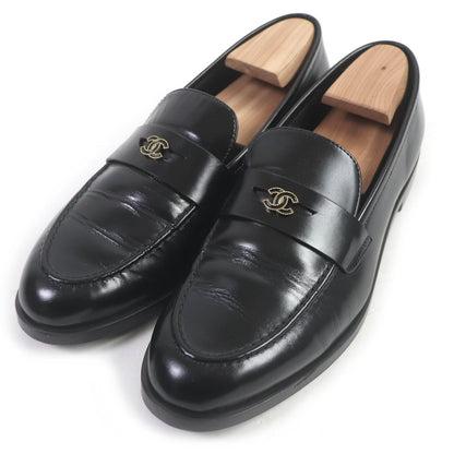 CHANEL loafers G45504 leather black 40