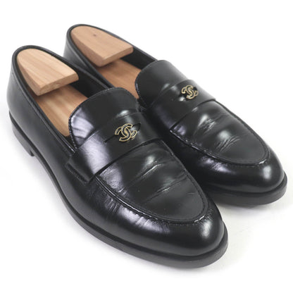 CHANEL loafers G45504 leather black 40