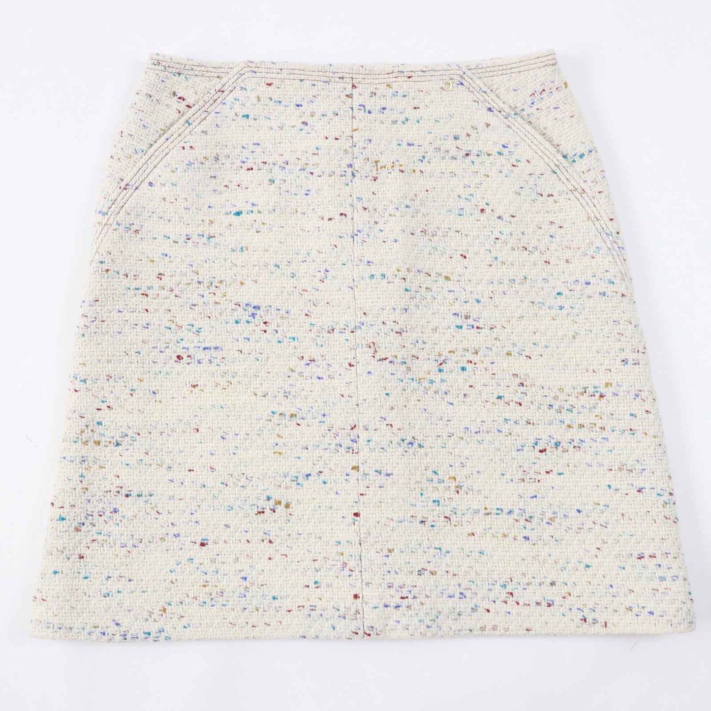 CHANEL skirt 03C P20369 wool Light Beige Multi 46
