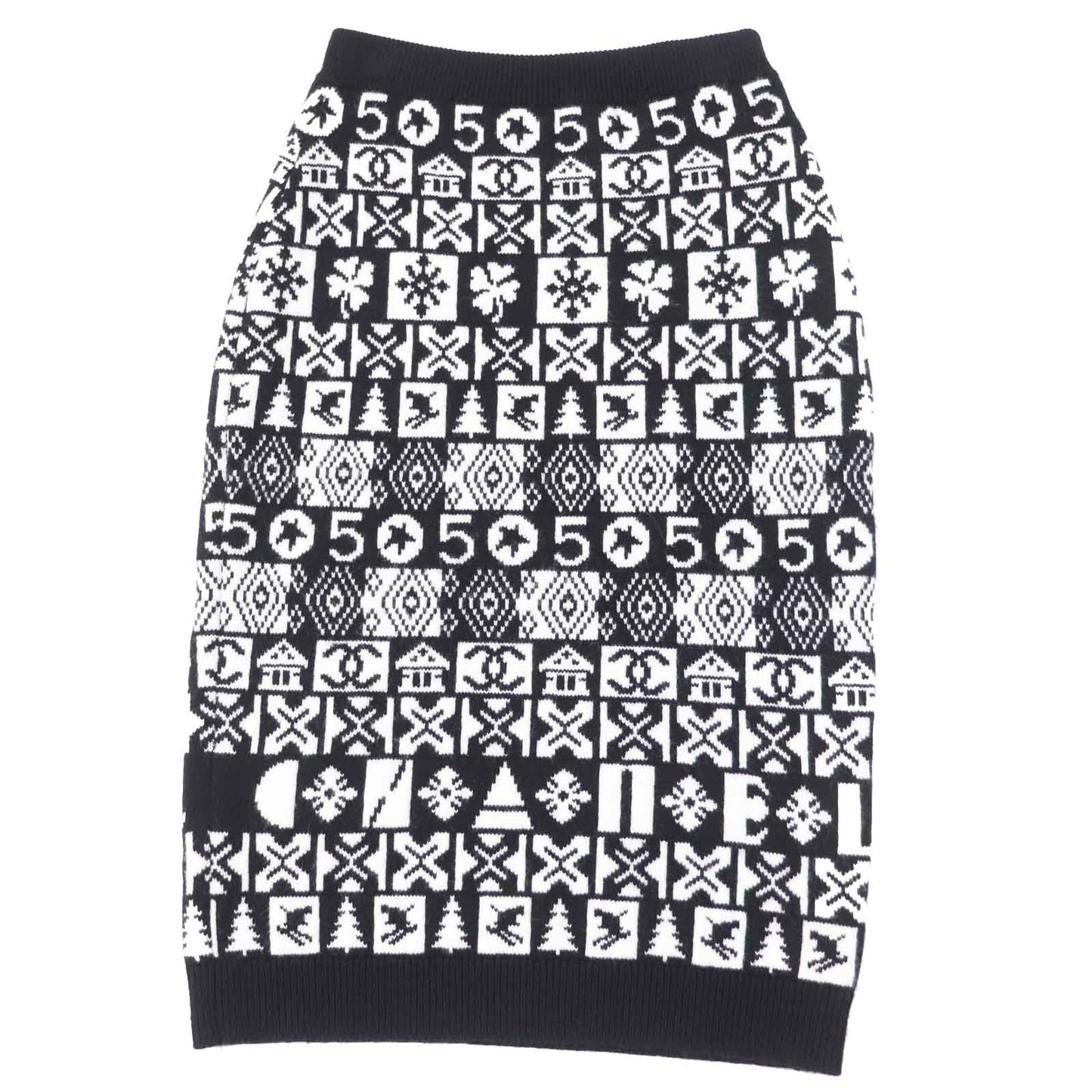CHANEL skirt P62261 cashmere Black White 34