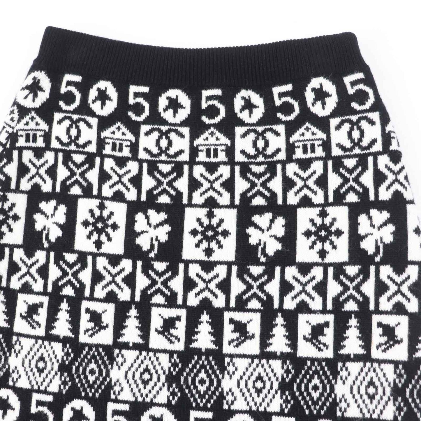 CHANEL skirt P62261 cashmere Black White 34