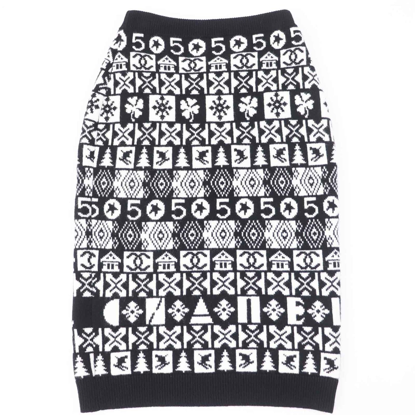 CHANEL skirt P62261 cashmere Black White 34