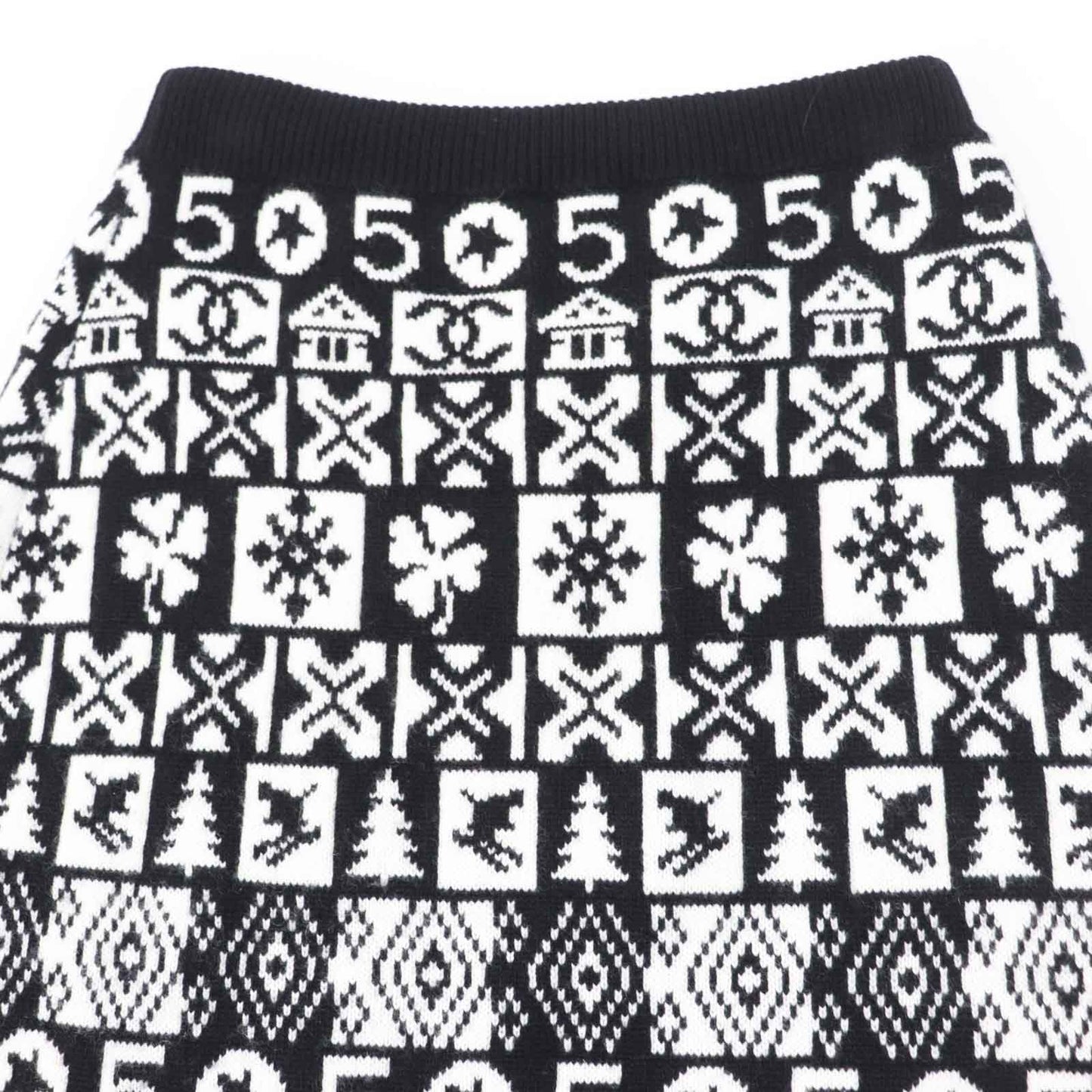 CHANEL skirt P62261 cashmere Black White 34