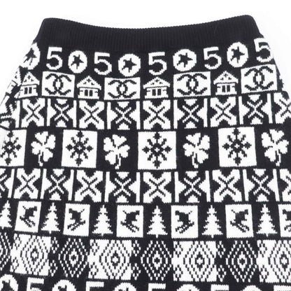 CHANEL skirt P62261 cashmere Black White 34