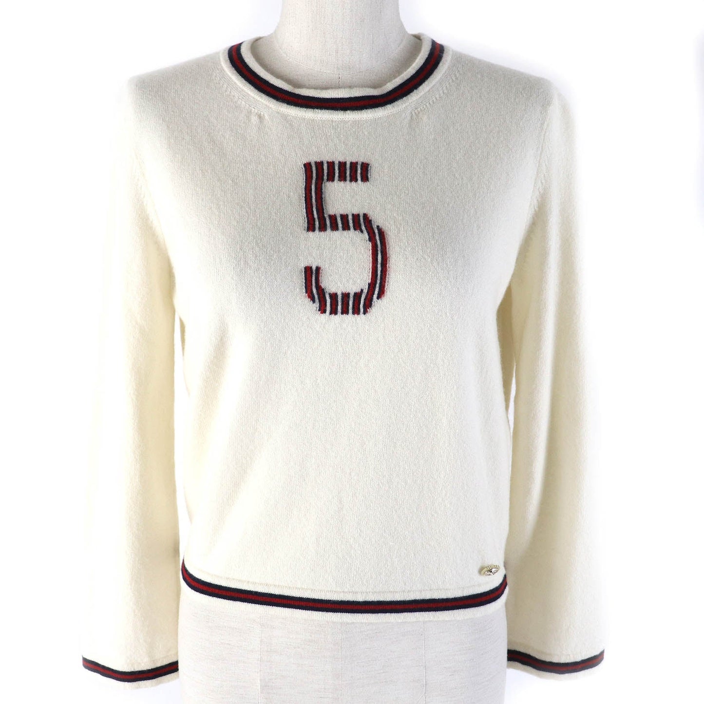 CHANEL knit P70307K10000 cashmere Ivory red navy No5 38