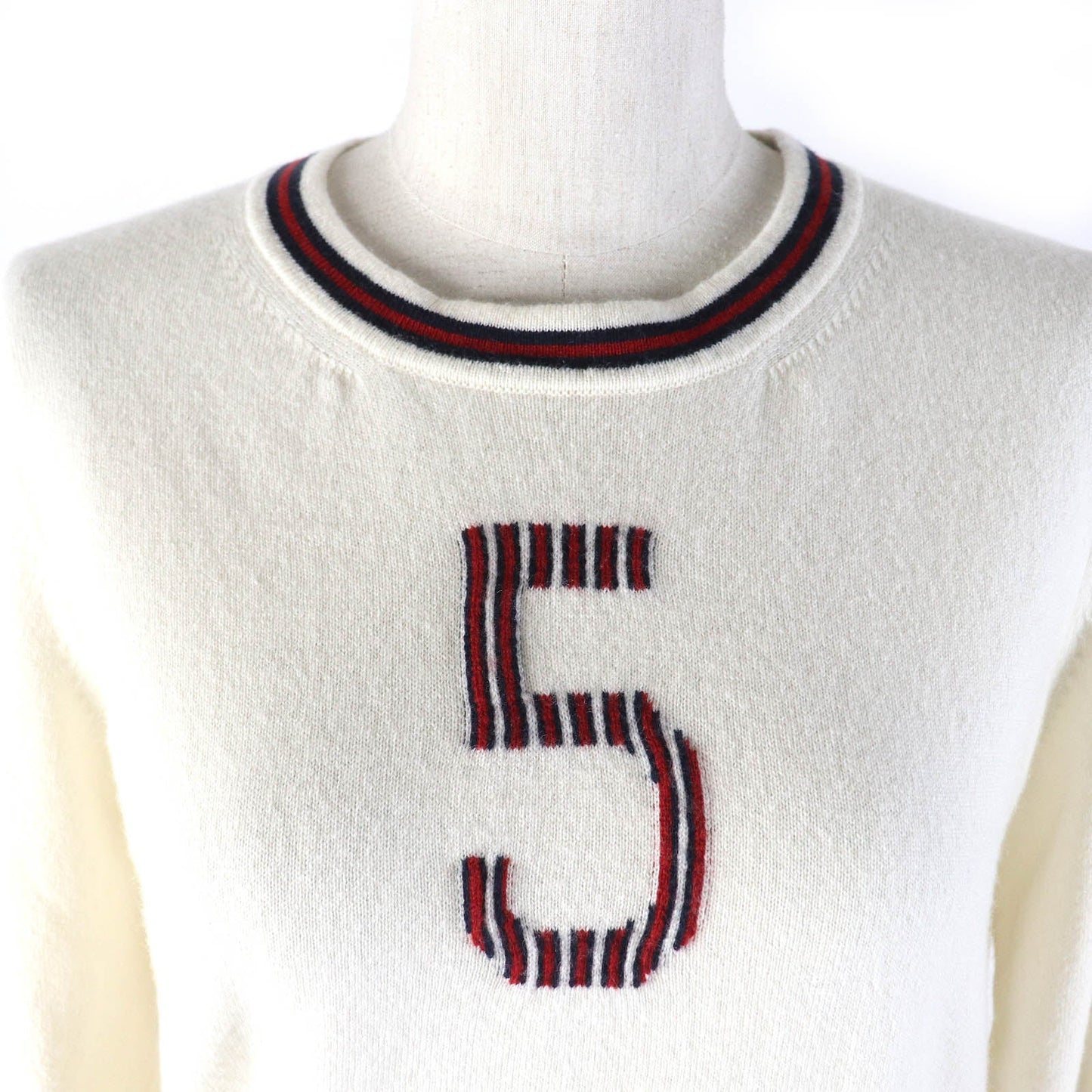 CHANEL knit P70307K10000 cashmere Ivory red navy No5 38