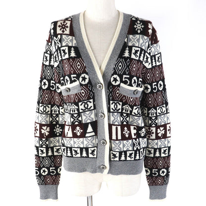 CHANEL cardigan P62167K47783 cashmere Gray White Black Brown 36