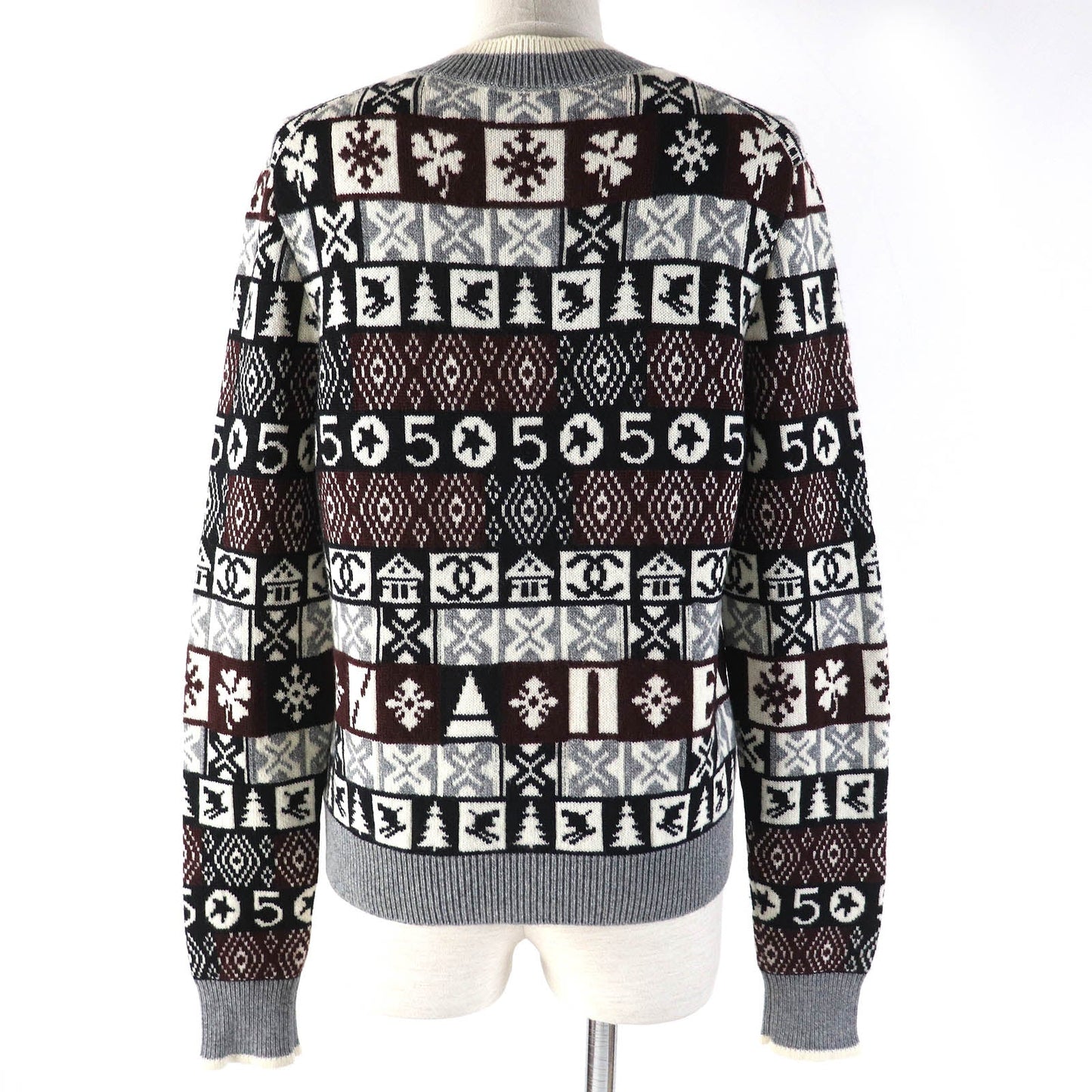 CHANEL cardigan P62167K47783 cashmere Gray White Black Brown 36