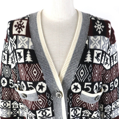 CHANEL cardigan P62167K47783 cashmere Gray White Black Brown 36