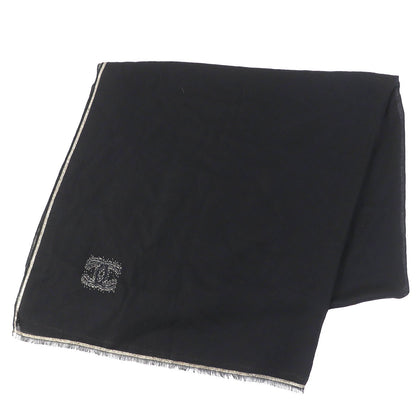 CHANEL Scarf 15C cashmere black gold glitter