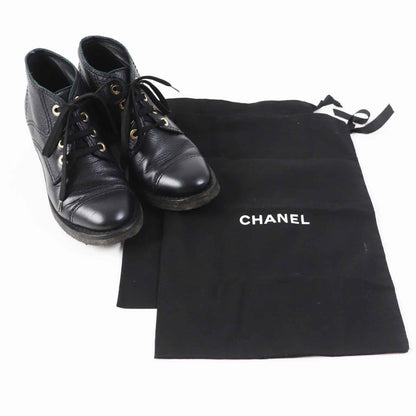 CHANEL boots G30849 leather black 38