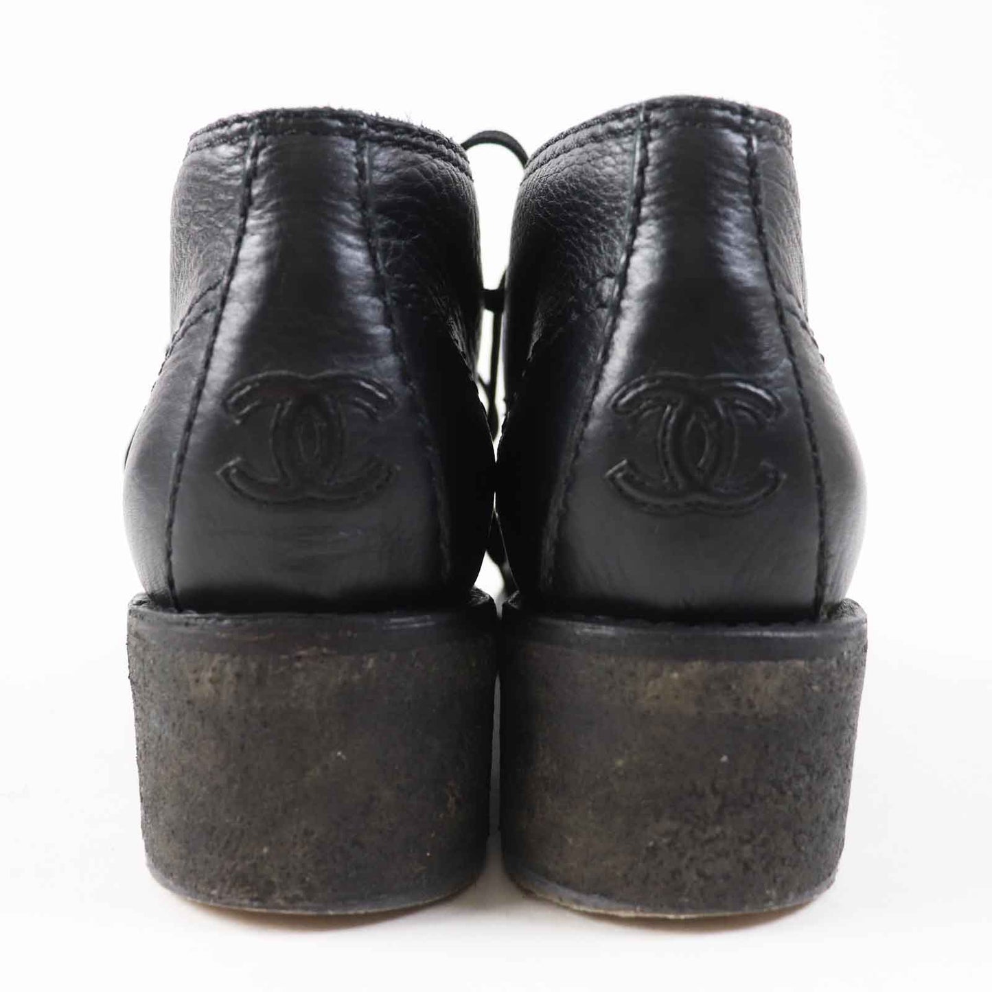 CHANEL boots G30849 leather black 38