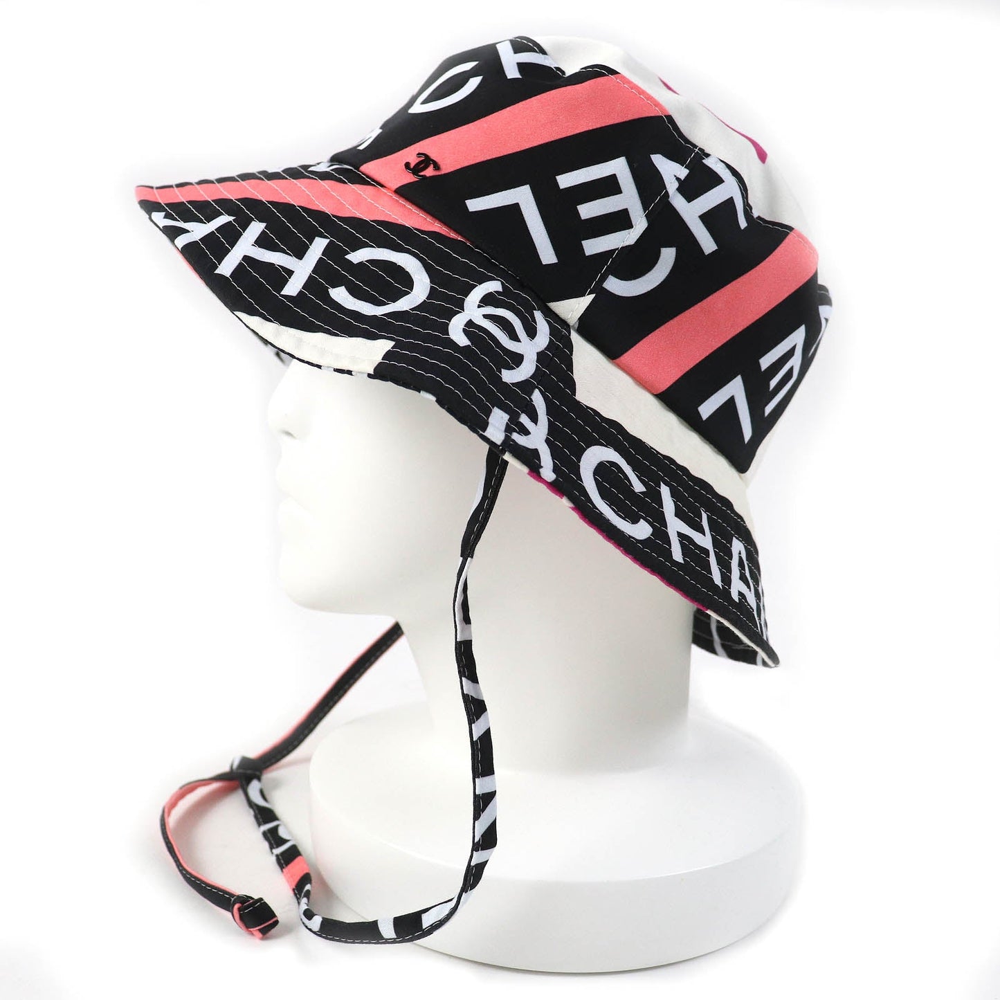 CHANEL hat 22S cotton White black pink M