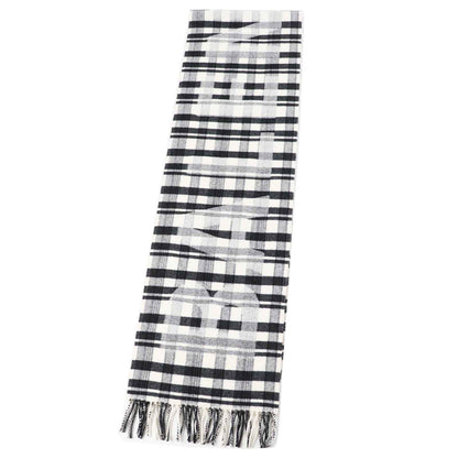 Balenciaga Wool Logo Check Scarf with Fringe