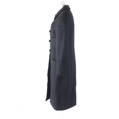 Chanel Wool Silk Logo Coat Black 36