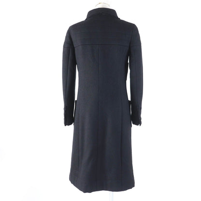 Chanel Wool Silk Logo Coat Black 36