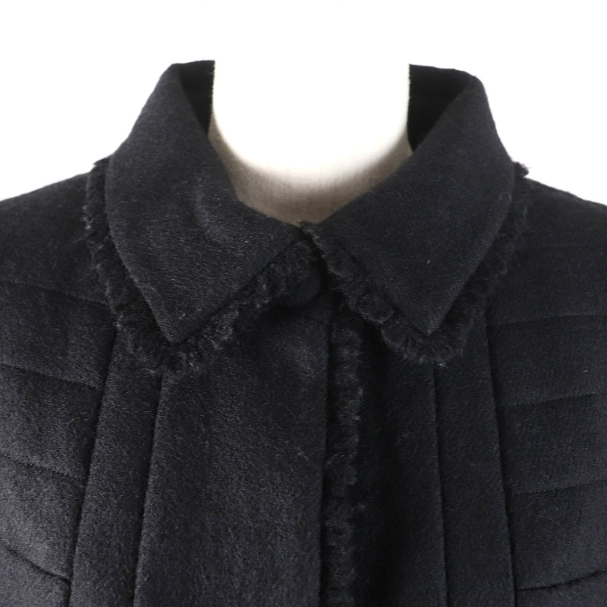 Chanel Wool Silk Logo Coat Black 36