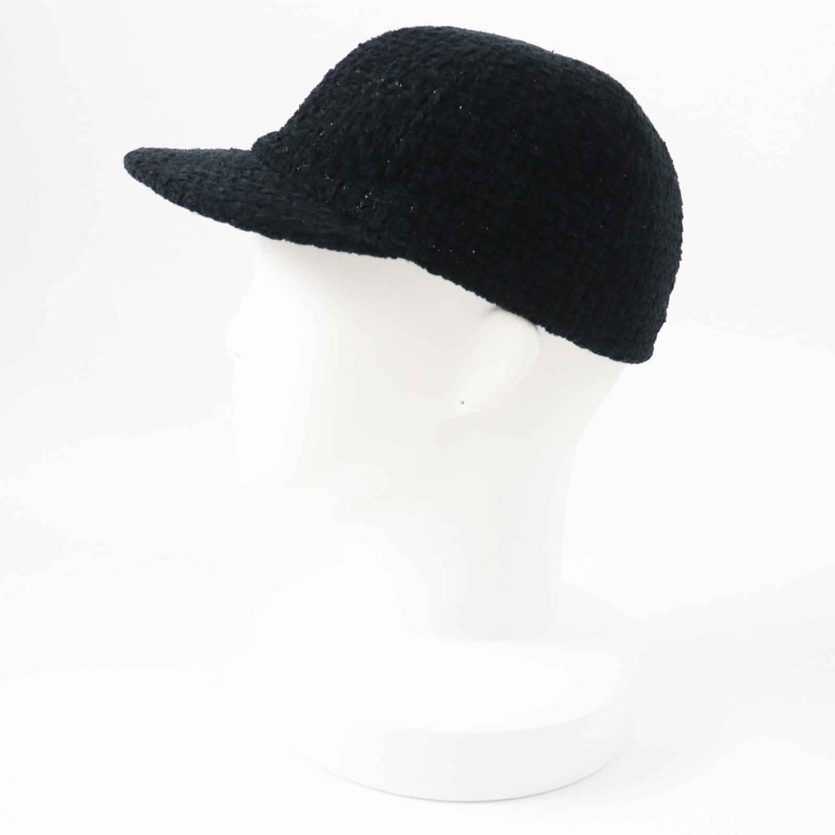 Chanel COCO Mark Tweed Cap Black M