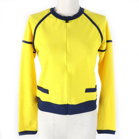 Chanel Vintage Sports Line Jacket Yellow Navy 36
