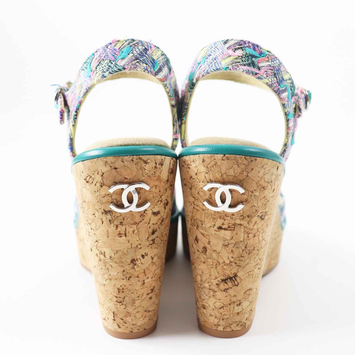 Chanel COCO Mark Tweed Wedge Sandals