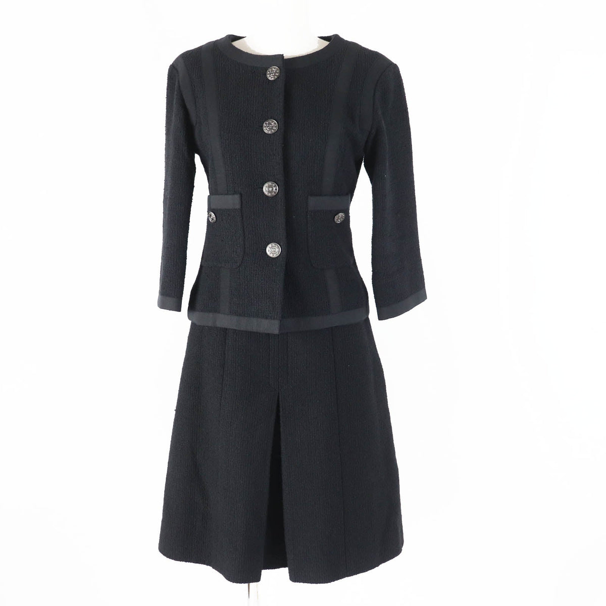 Chanel Cotton Silk Tweed Setup Black 36