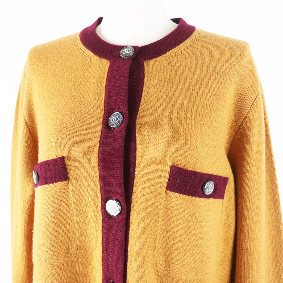 Chanel Cashmere COCO Button Bicolor Knit Cardigan