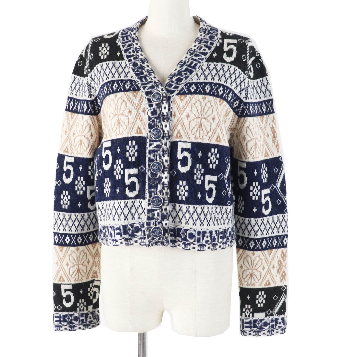 Chanel Cashmere Logo Print Cardigan