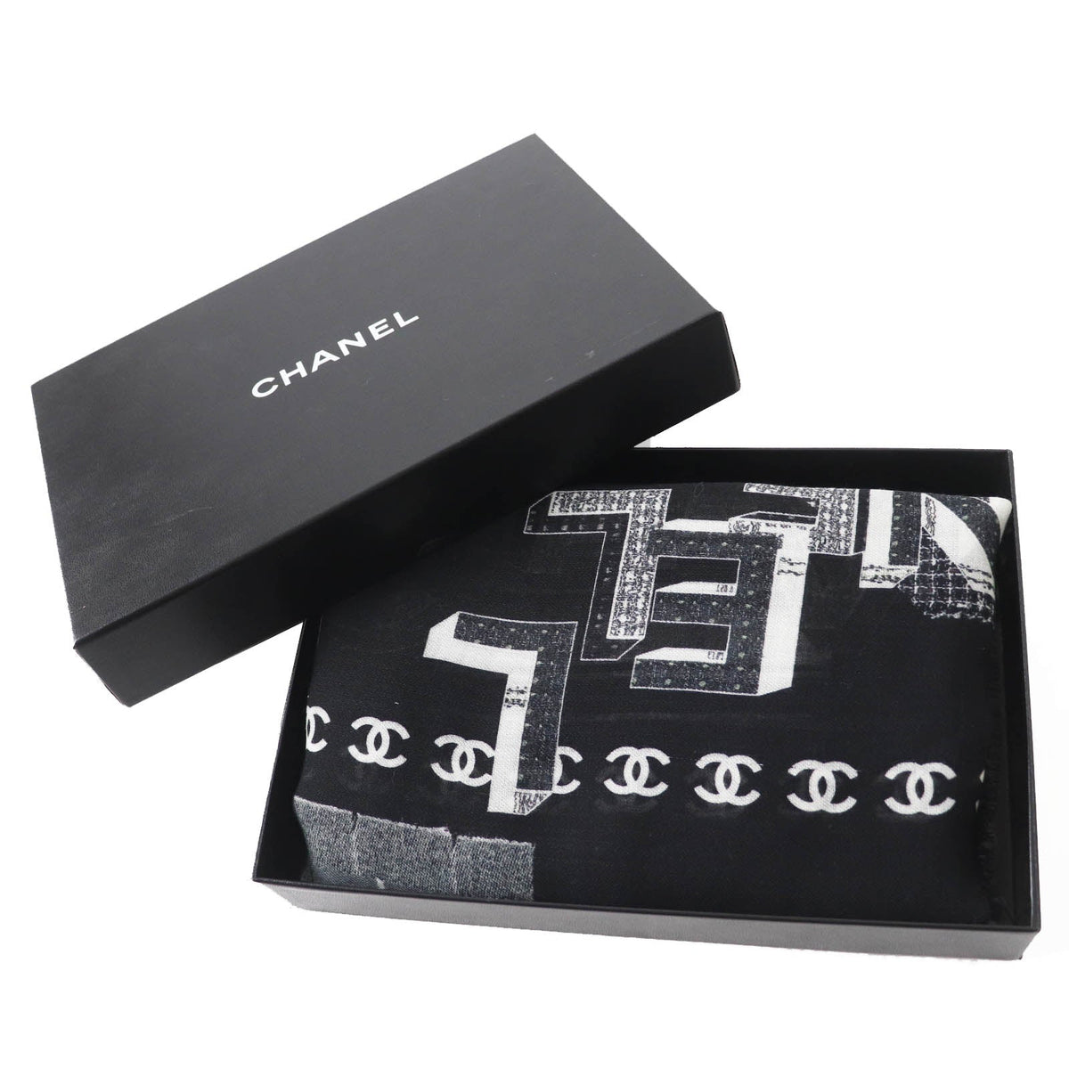 Chanel Wool Cashmere COCO Mark Scarf