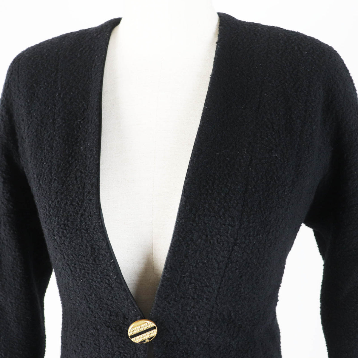 Chanel Wool Silk Tweed Jacket Black 34