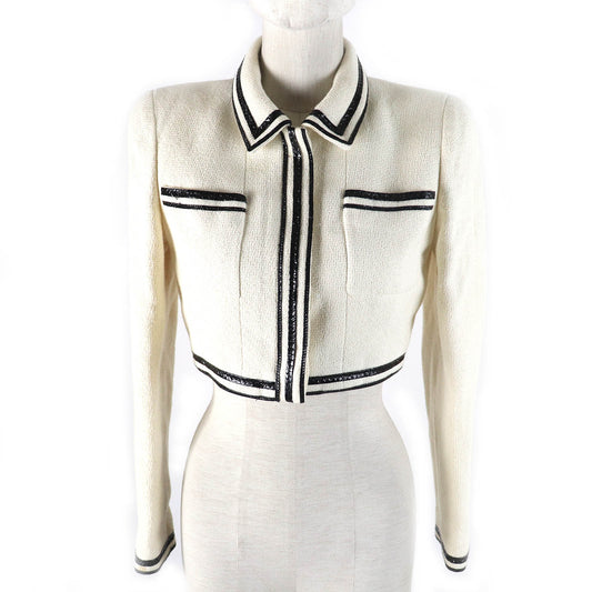 Chanel Vintage Tweed Jacket Cotton Silk 36