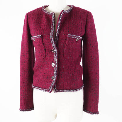 Chanel Wool Viscose Jacket Burgundy Black White